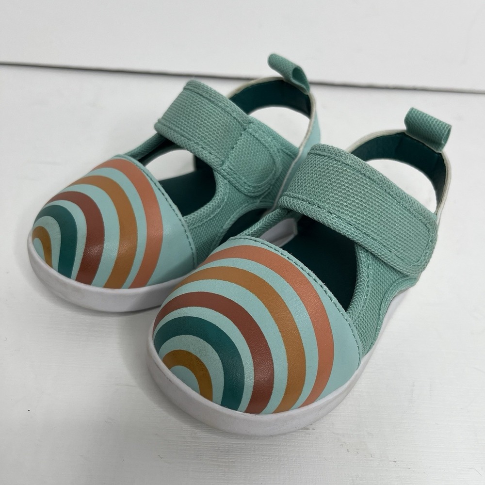 ikiki Vintage Rainbow Squeakerless Toddler Sandals for Girls and Boys |‎ Teal